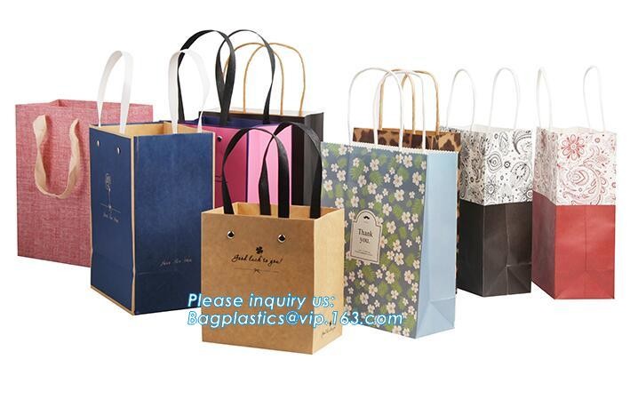Custom Printed Accept Wholesale Stock White Brown Kraft Paper Shopping Bag With Handle No Minimum, carrier handle bags
