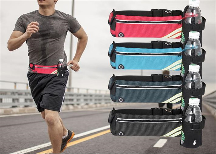 Waterproof Mens Running Waist Pack , Lycra Running Waist Bag With Water Bottle