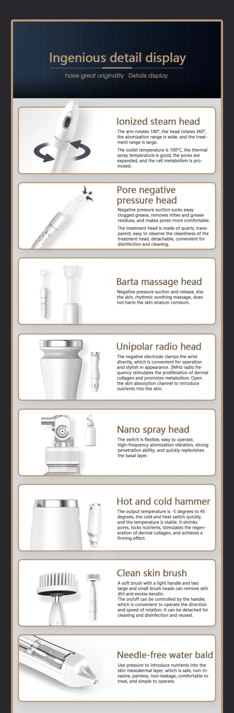 7 In 1 Water Oxygen Jet Peel Machine Hydrafacial Skin Whitening Facial Deep Cleansing