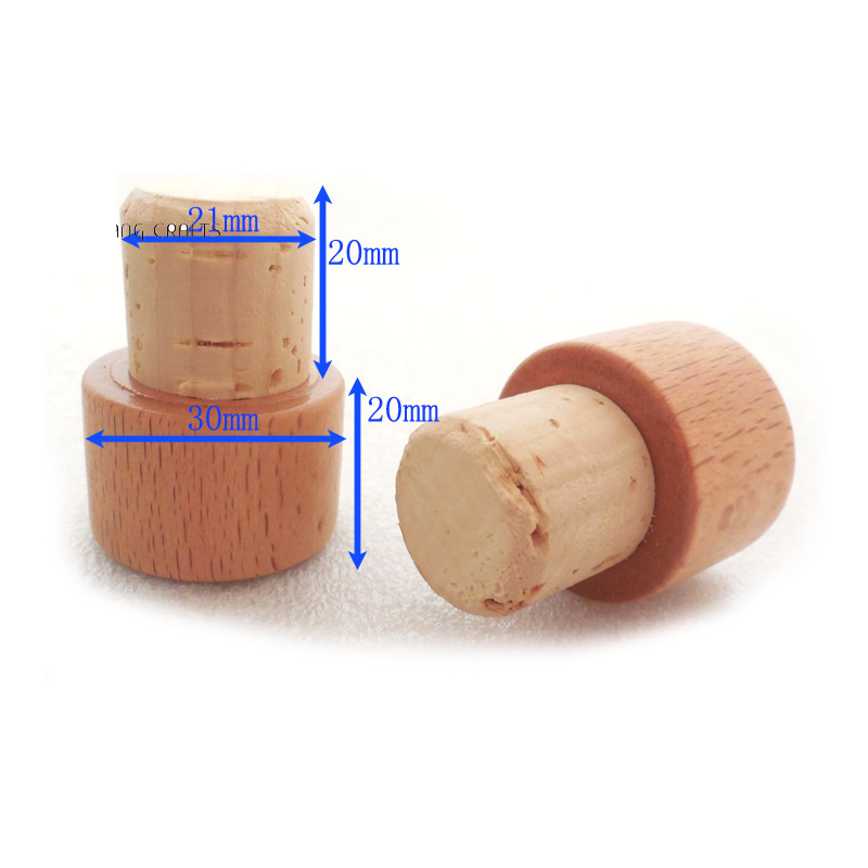 wooden wine stopper with natural cork stopper in food grade solid wooden closure