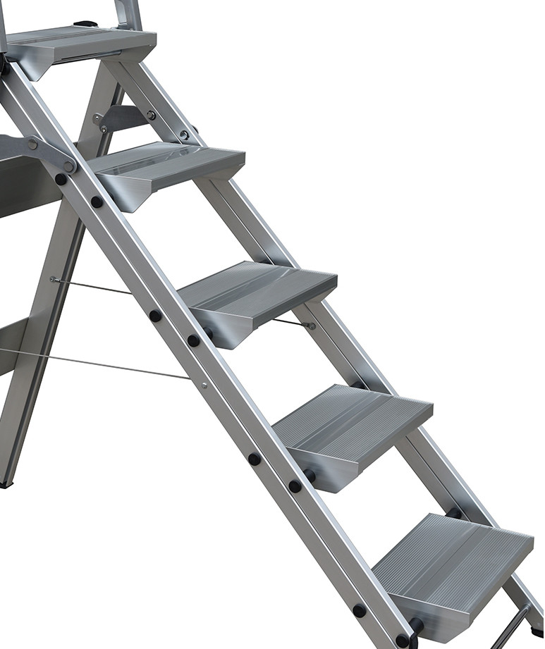 5 Steps Domestic Aluminum Step Ladders Stool with Handle and Tool Tray