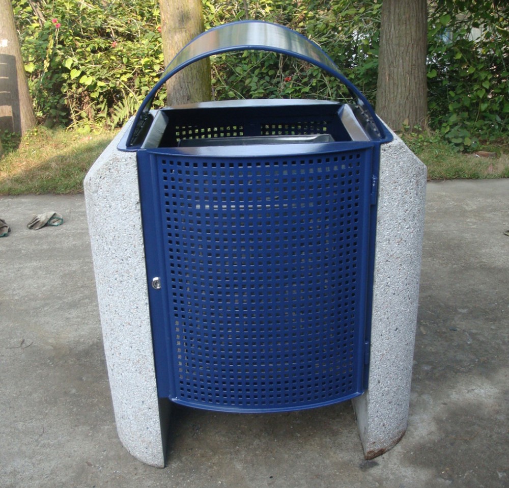 120 Liter Metal Outdoor Recycling Bins Rectangular Shape For Restaurants