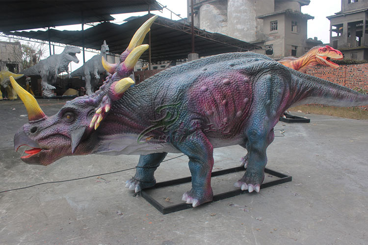 Water Resistant Realistic Animatronic Dinosaur Styracosaurus For Dino Museum