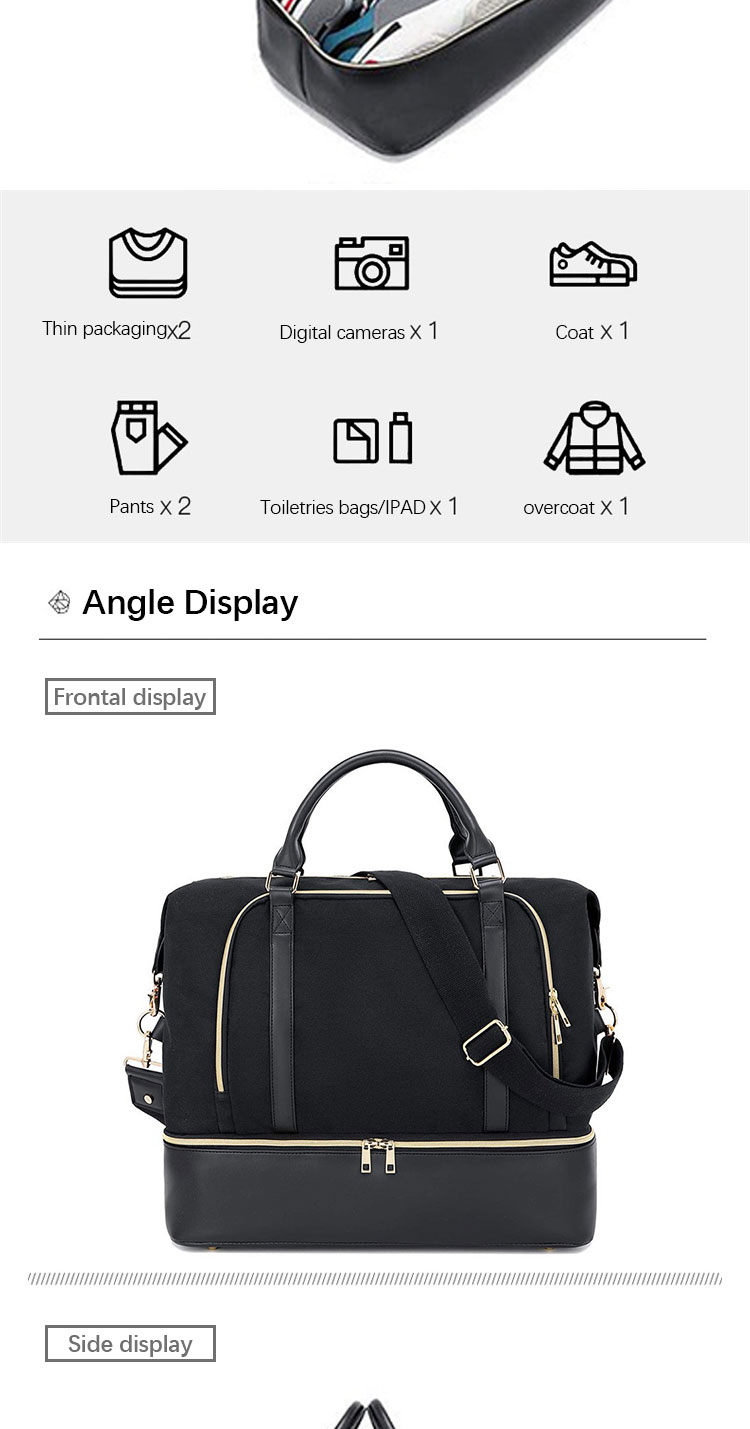 Large Carry On Travel Duffel Bags Weekend Tote Bag With Shoes Pouch For Men Women