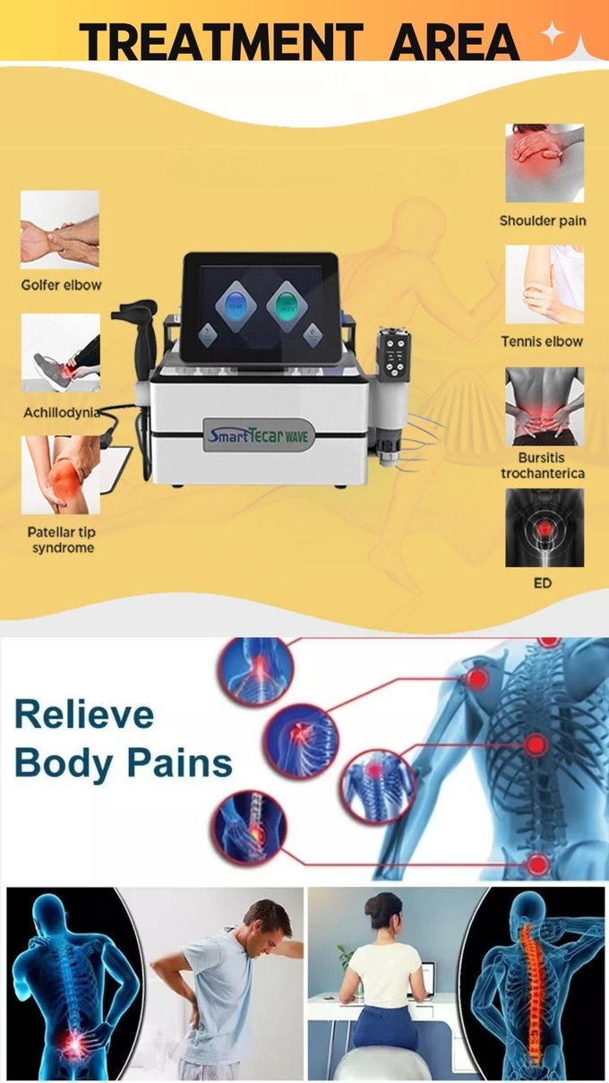 3 In 1 Portable Smart Tecar Ret Cet Pain Relief Shockwave Therapy Machine Ret Cet Rf Slimming Machine