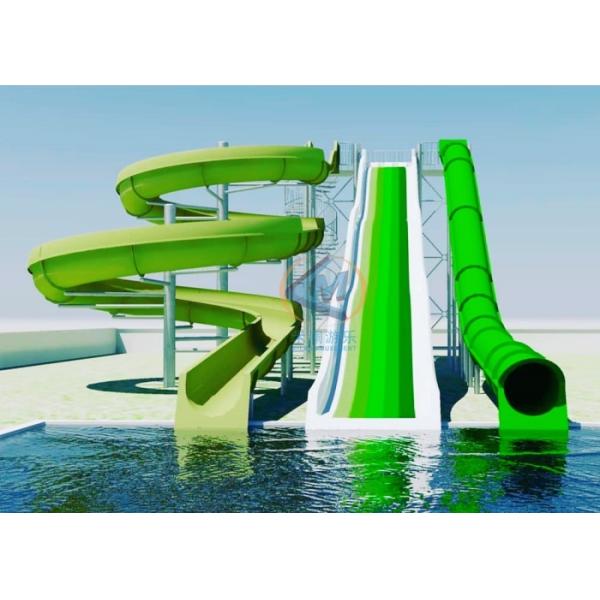 Custom Height Water Park Slide Design Symmetrical Layout 0.9m Pool Depth