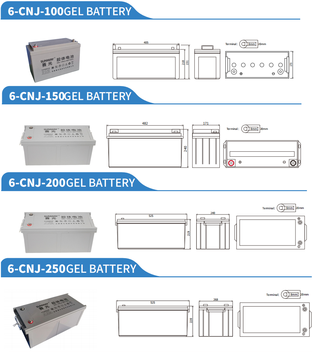 Chargeable 12V 200ah/250ah Long Life Solar Lead Acid Gel Battery for Superior Material