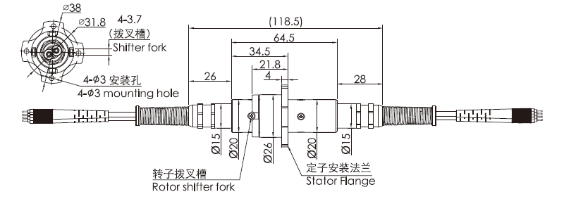 fo600 series FO600 Series 6 Channels Fiber Optic Slip Ring slip ring Drawing 