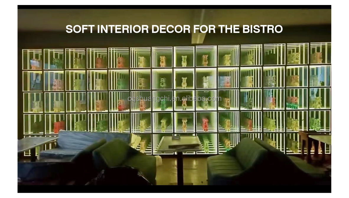 Wall Screw Fix Installation Stainless Steel Housing 3D LED Abyss Mirror Customization