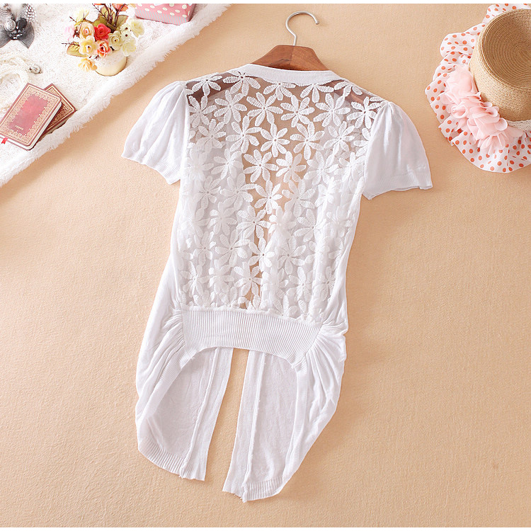 Outwear Cardigan Women Hallow Out Long Sleeve Single-breasted Button Knitted Sweater Crochet Blouse Tops