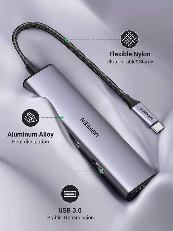 4 in 1 Hub USBC to USB Hub with 4 USB 3.0 Ports Aluminum Shell USB-C Hub for Laptop