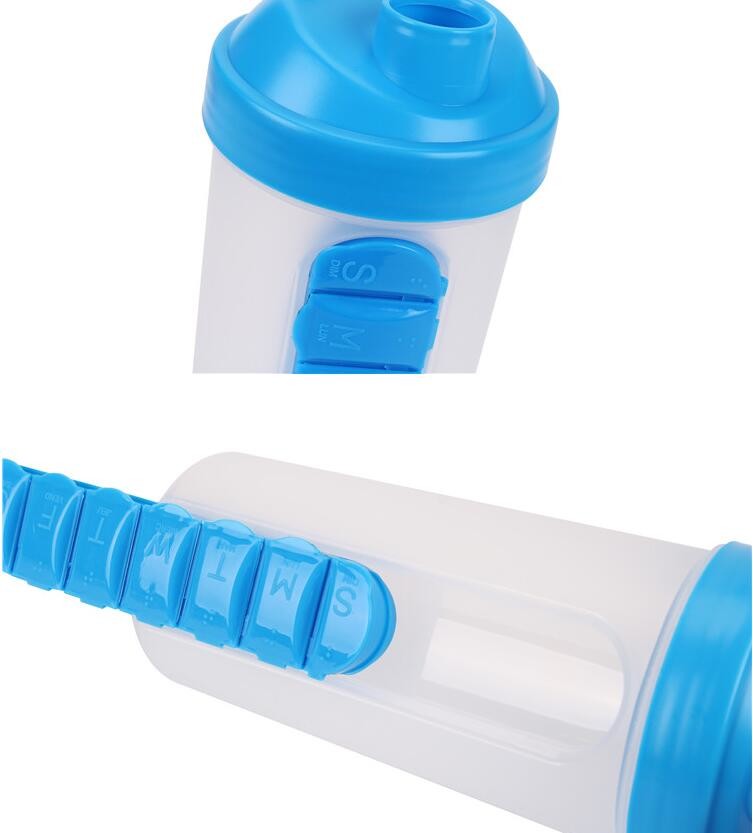 Premium clear plastic weekly pill holder one grid each day with pill splitter, one week 4case plastic pill container pil