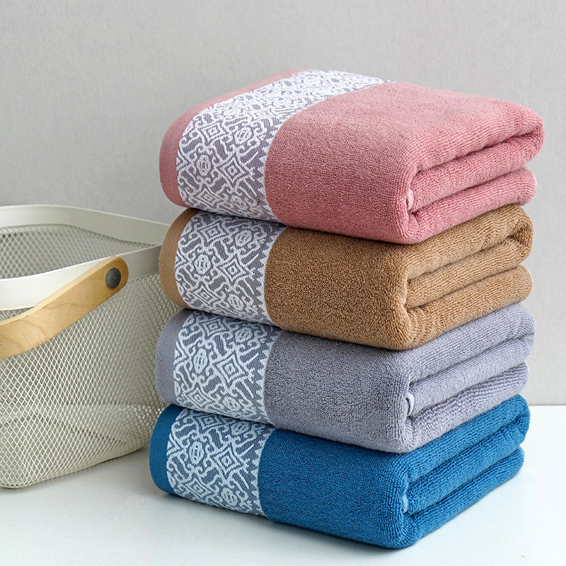 Cotton Flower Bath Towel for Household Dark Color Quick Drying and Water Absorption