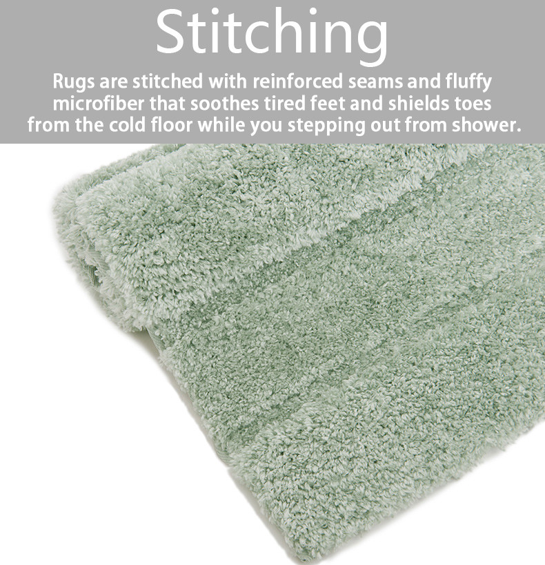 BSCI Fluffy Anti Bacteria Polyester Bath Rug With Reinforced Seams