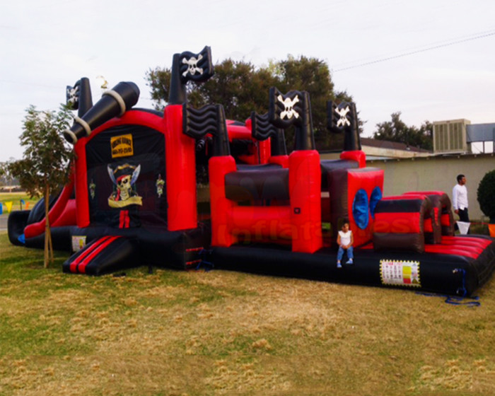 Backyard Pirate Ship Bounce House Inflatables Obstacle Course