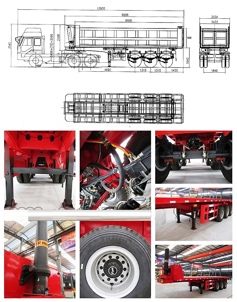Small Farm Dump Trailer with HYVA Cylinder and Self Discharge Tipping Function
