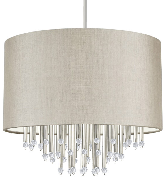 450*230mm Oversized Drum Easy Fit Pendant Shade With Acrylic Beads