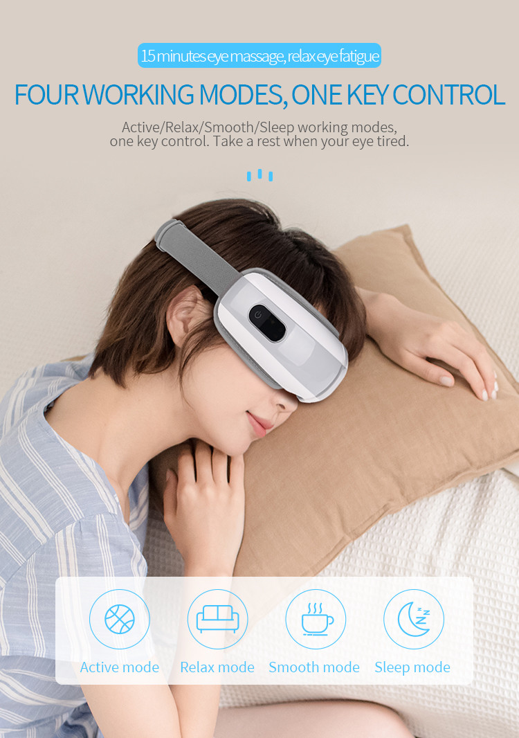 1200mAh Electric Stress Therapy Electric Eye Massager Soft PU Eye Care