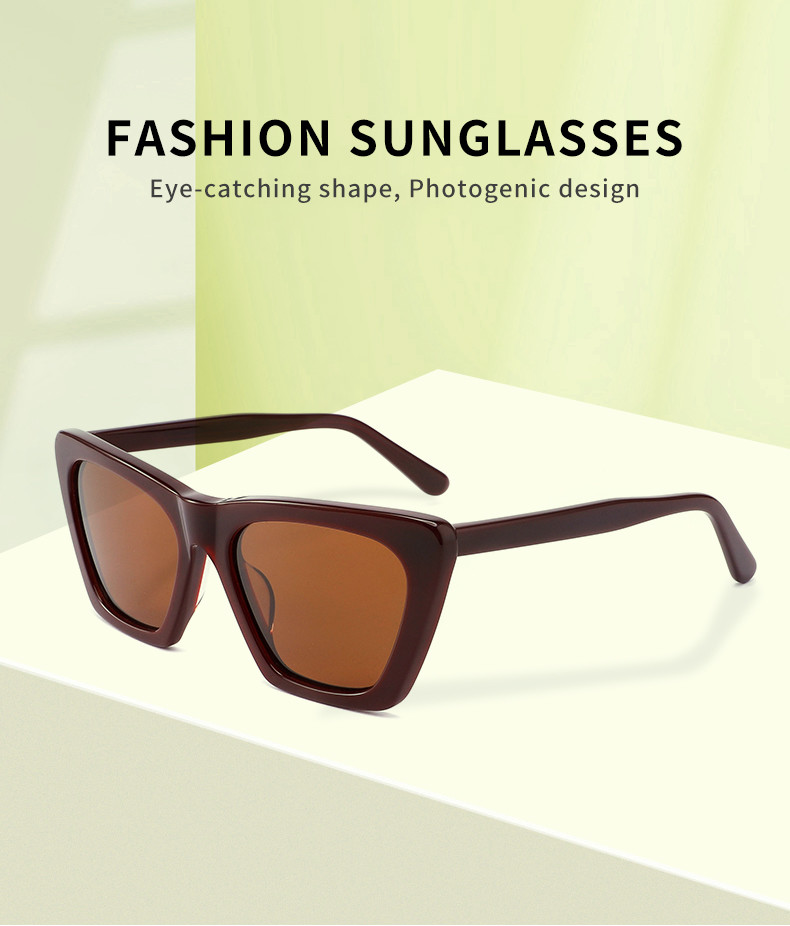 Cat Eye sun blocking sunglasses Vintage Narrow Square Eyeglasses Acetate Frame 54mm