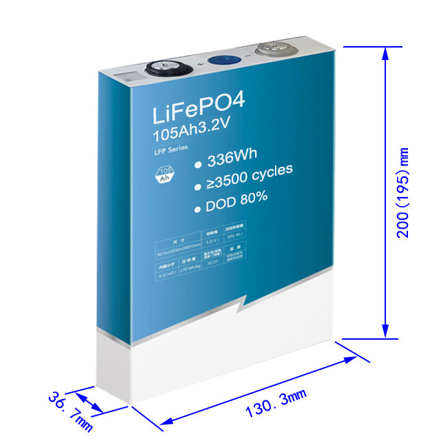 Lifepo4 105Ah 3.2V Prismatic Battery Cell 3500 Cycle for Boats Electric Vehicles ESS