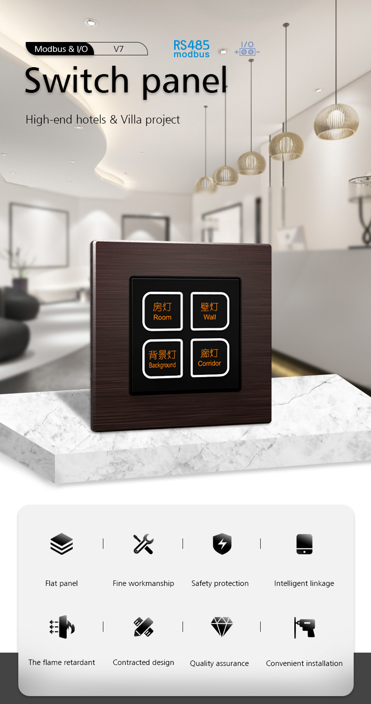 Hotel Room Modbus Wall Switch Electrical Button For Light Control
