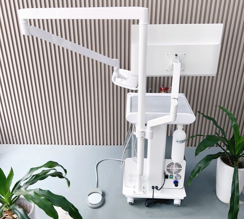 Dental Clinic Dental Trolley With PC And Oral Camera Unique Mobile Dental Unit With Lamp
