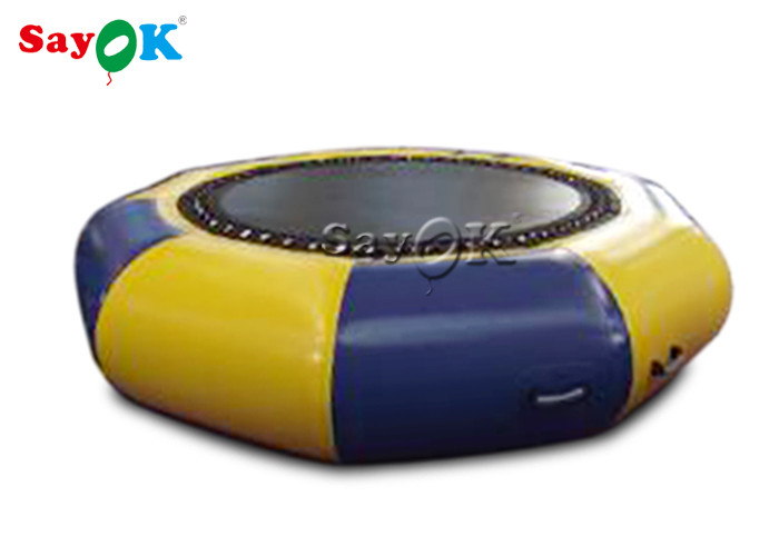 Pink And Yellow Water Trampoline Jumping Games Water Park Trampoline For Summer