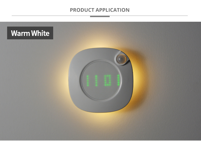 600MAH 0.3W USB Rechargeable Motion Sensor Light Digital Display Time Clock Magnet Attach