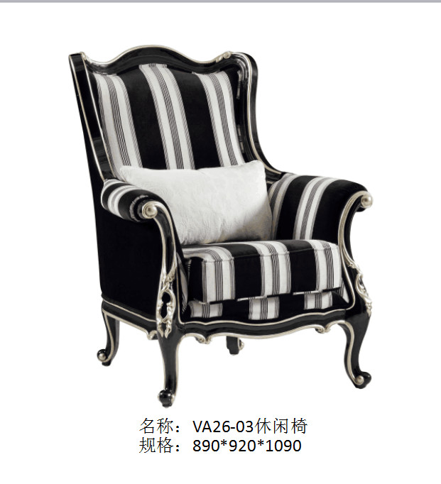 Villa house luxury furniture of Leisure sofa chairs in Fabric upholstered by Glossy painting Beech wood frame