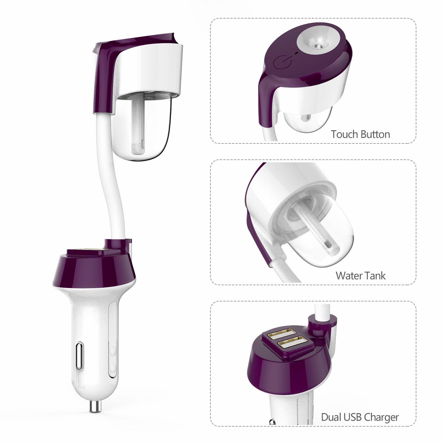 12V Mini Ultrasonic Atomization Humidifier For Travel