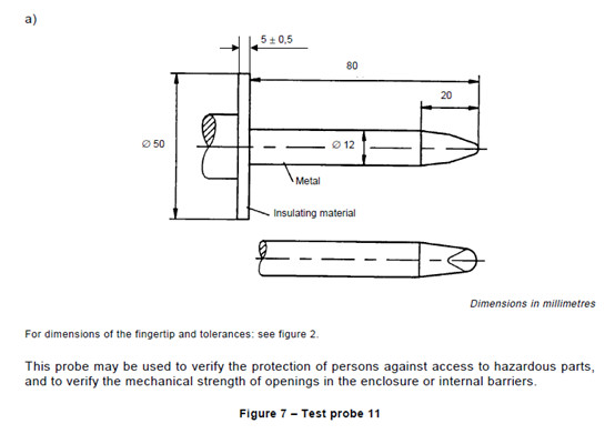 Rigid Test Finger Probe HT-I07 For Hazardous Parts