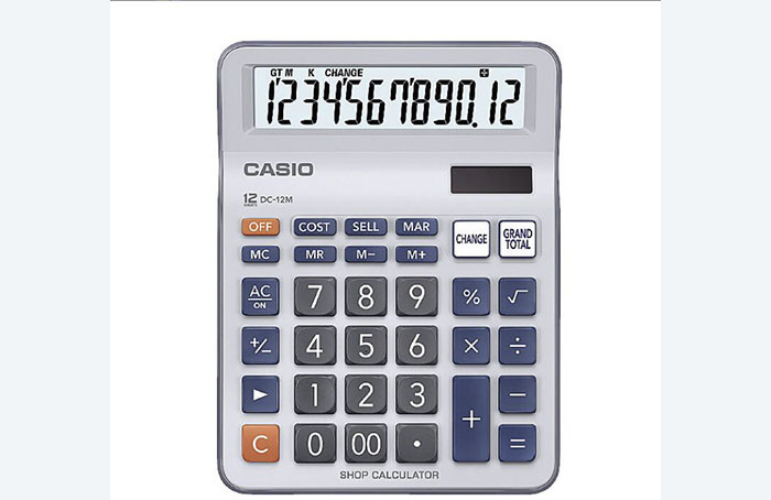 For Casio DC-12M Calculator Medium Change Machine MC-12M Financial Accounting 12 Figure Solar