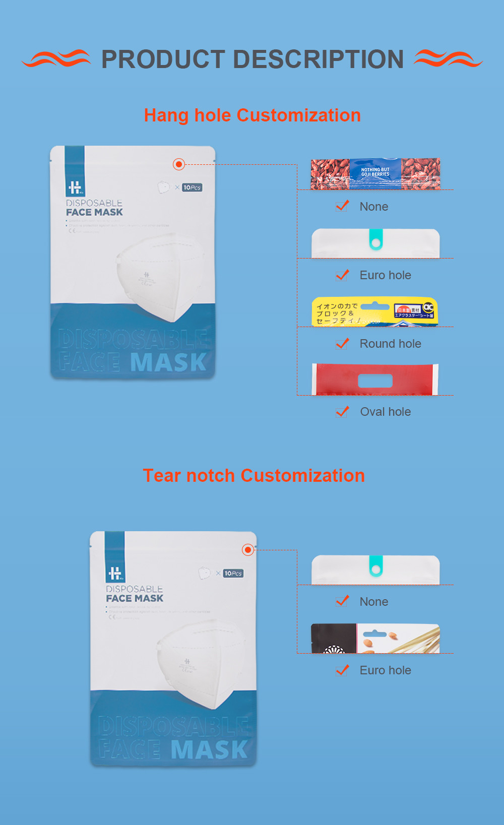 Customizable Plastic Zipper Lock KF94 Polyester Packaging Bag For Mask Storage Bag