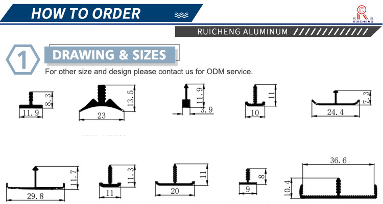 Customized Aluminum T Transition Strip T3 - T8 Aluminum Edge Trim