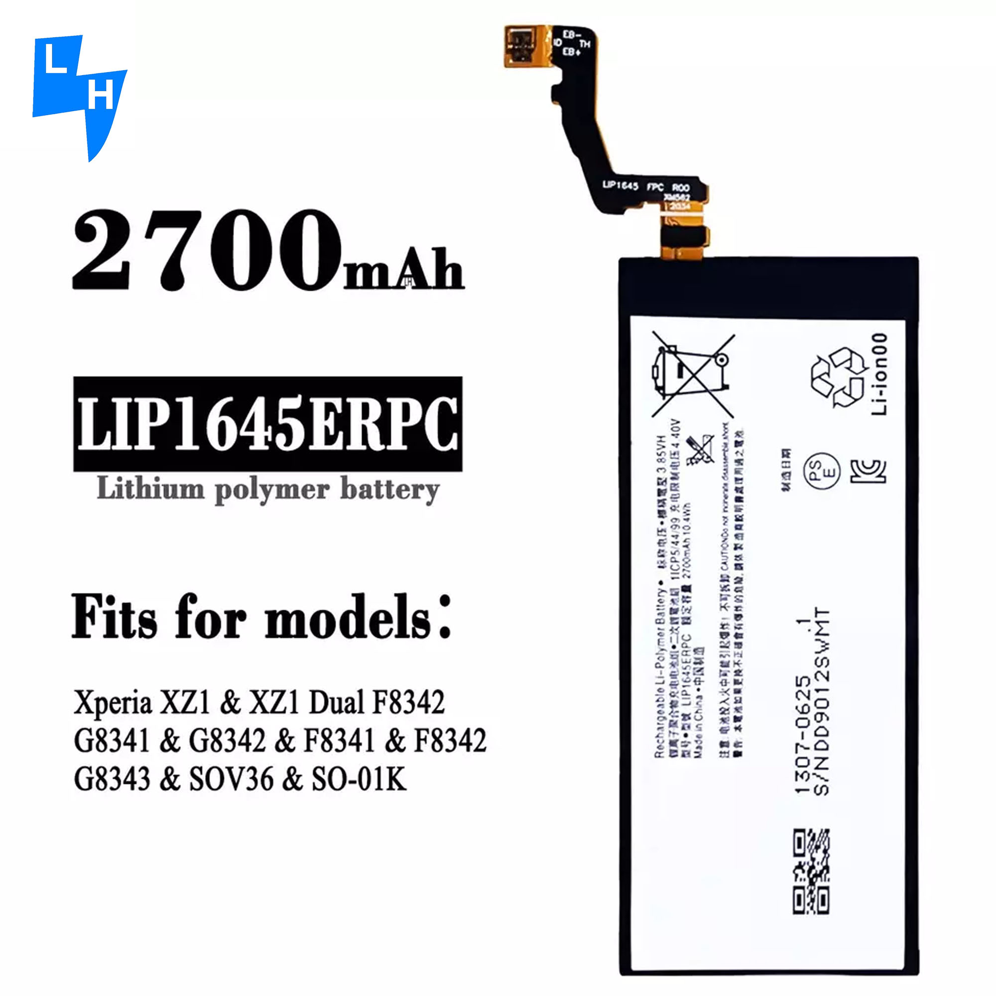 Replacement Mobile Phone Battery LIP1645ERPC for SONY Xperia XZ1 G8342 2700mAh 3.85V