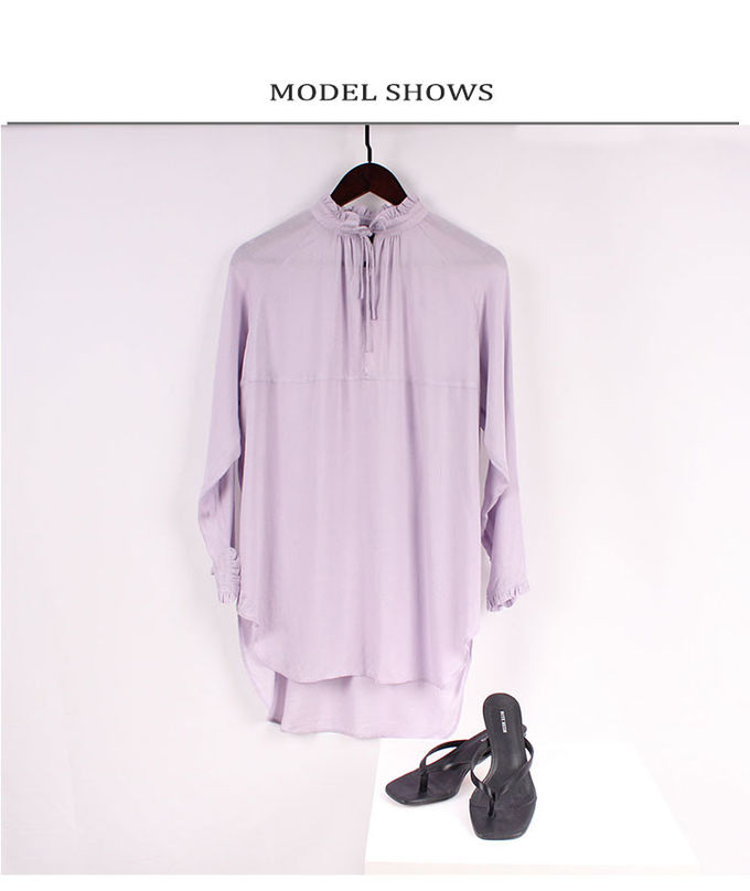 Women Light Weight Rayon Jacquard Long Sleeve Tunic Tops viscose blouse