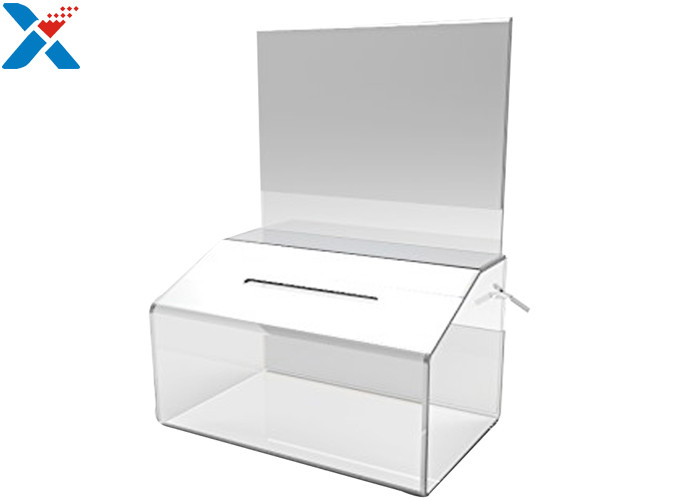 Custom Clear Acrylic Sign Holders Transparent Election Ballot Box With Lock