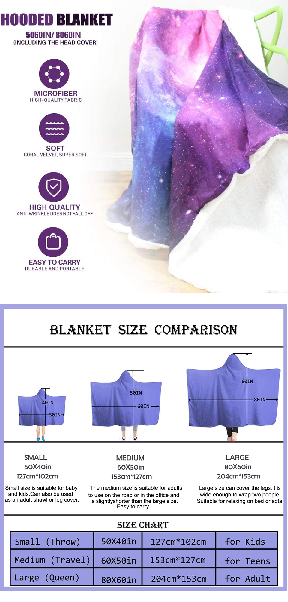 Wearable Oversize Fleece Hooded Blanket lightweight super soft