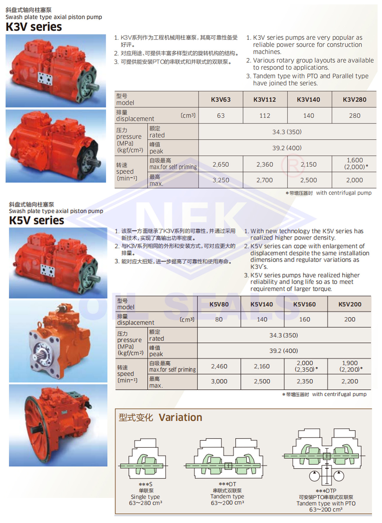 Marine Steering Gear Kawasaki Hydraulic Pump K5V K5V112 K5V140 K5V160 K5V180 K5V200 K5V280 K5V212