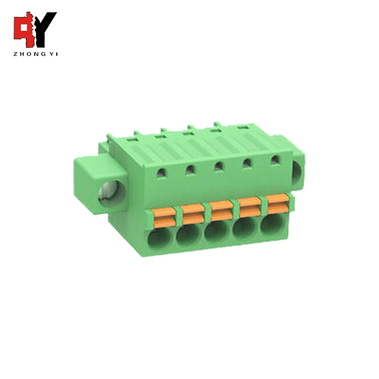 Screw Ear Fixed 5 Poles 3.5 / 3.81mm Pluggable Pcb Terminal Block Connection
