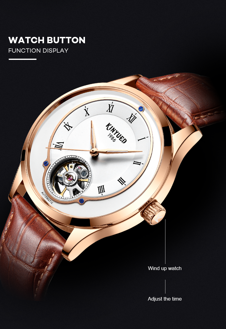 Classic Mechanical Skeleton Watch Water Resistant Moonphase Automatic Watch