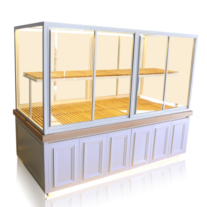 Shopping Mall Dessert Display Case , Glass Pastry Display Case Customized Color