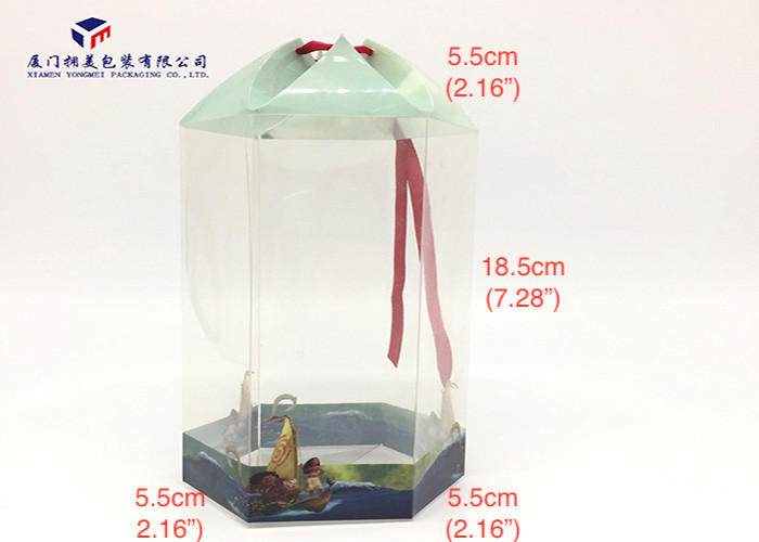 Hexagon Shape PET Plastic Box Open From Top Modern Style OEM / ODM 18.5cm Height