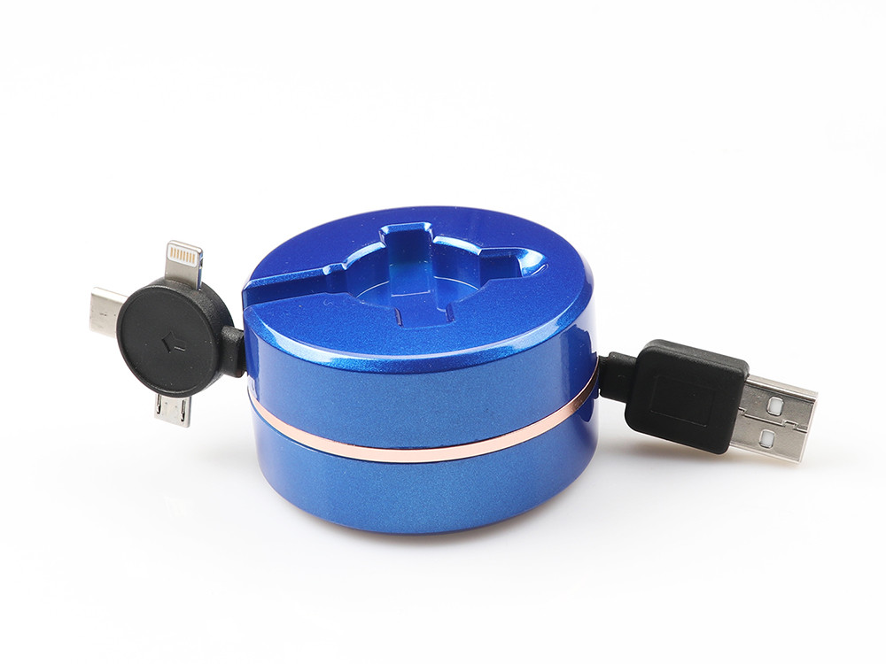 Tpe Retractable USB Extension Cable 3 In 1 Usb Reel Micro 8pin For IPhone Android