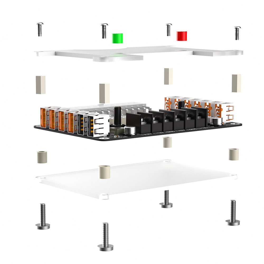 ATX Power Supply Breakout Board And Acrylic Case Kit With 3.3V, 5V, 12V,-12V Output Voltage