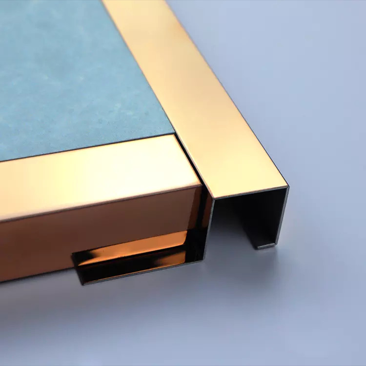 Stainless Steel Mirror Hairline Tile Trim M Profile Gold / Rose Gold / Black Color