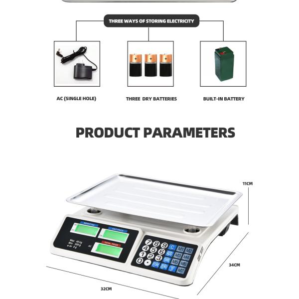Veidt Weighing ACS-809 Weight Function High-precision LCD Commercial Portable Digital Food Electronic Price Computing Scales