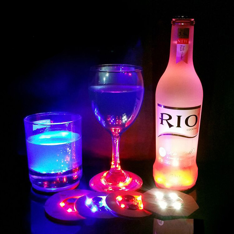 Bar Products Round LED Cup Stickers Dia 6cm PP Logo Customized