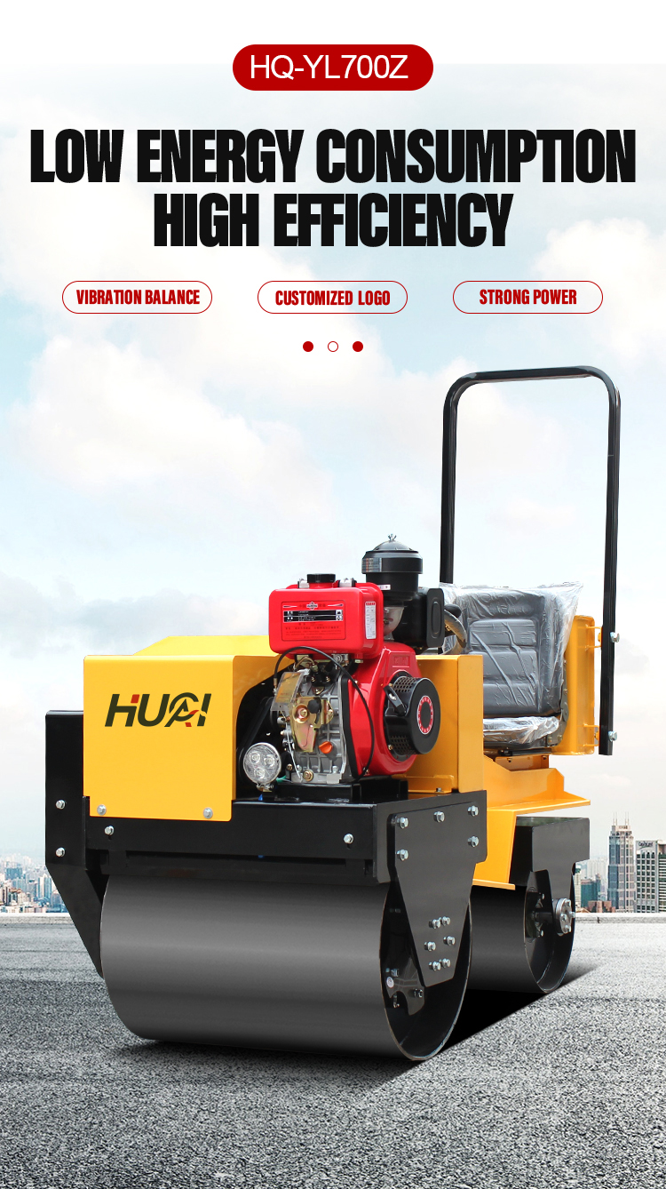 Mini Double Drum Vibratory Road Roller Compactor for Soil Asphalt Compaction 0.7Ton