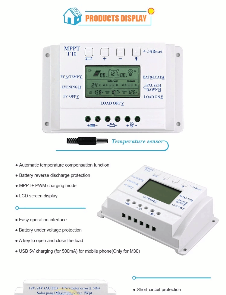 10A - 60A Intelligent Solar Charge Controller With 12A And MPPT Technology